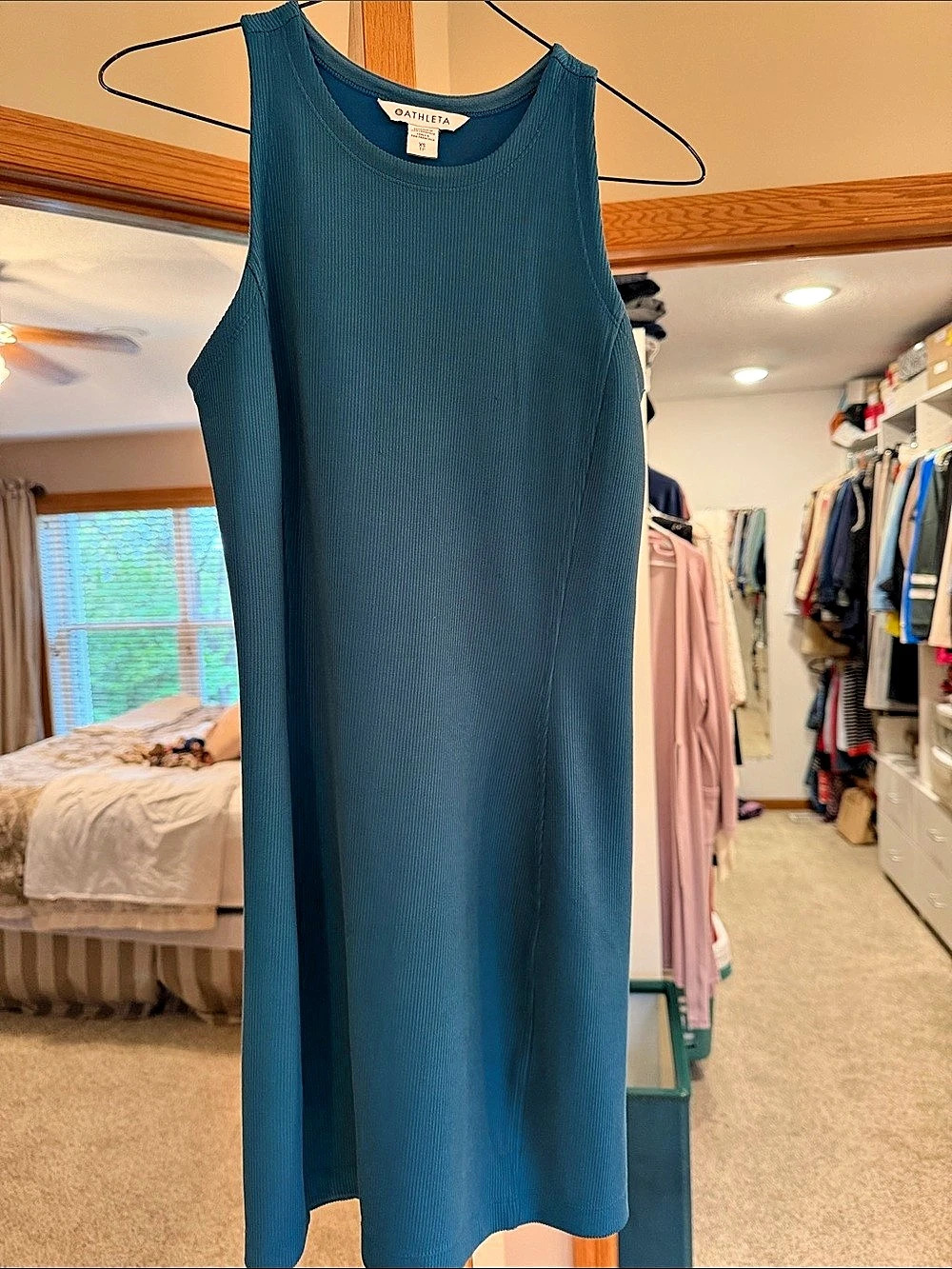 Athleta Seasoft Rib Mini Tank Dress Ribbed Mini Dress in Peacock Teal Size XS